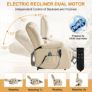 INGALIK Power Lift Recliner Chair Dual Motor, Electric Leather Recliner for Elderly with Heat and Massage, Lay Flat Assist Recliner with Side Pocket for Living Room