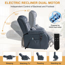 INGALIK Power Lift Recliner Chair Dual Motor, Electric Leather Recliner for Elderly with Heat and Massage, Lay Flat Assist Recliner with Side Pocket for Living Room