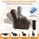 INGALIK Power Lift Recliner Chair Dual Motor, Electric Leather Recliner for Elderly with Heat and Massage, Lay Flat Assist Recliner with Side Pocket for Living Room