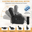 INGALIK Power Lift Recliner Chair Dual Motor, Electric Leather Recliner for Elderly with Heat and Massage, Lay Flat Assist Recliner with Side Pocket for Living Room