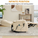 INGALIK Power Lift Recliner Chair Dual Motor, Electric Leather Recliner for Elderly with Heat and Massage, Lay Flat Assist Recliner with Side Pocket for Living Room