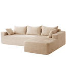 106” Sectional Couch with Chaise, Cloud Boneless Couches Flannel Plush with Deep Seat, L-Shaped Compressed Modular Sofa with Cushions for Living Room, Small Space