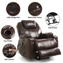 INGALIK Leather Power Lift Recliner for Elderly, Massage Electric Recliner Chairs with Heat, USB Ports, 2 Cup Holders, Easy to Reach Side Button, Brown