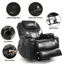 INGALIK Leather Power Lift Recliner for Elderly, Massage Electric Recliner Chairs with Heat, USB Ports, 2 Cup Holders, Easy to Reach Side Button, Brown