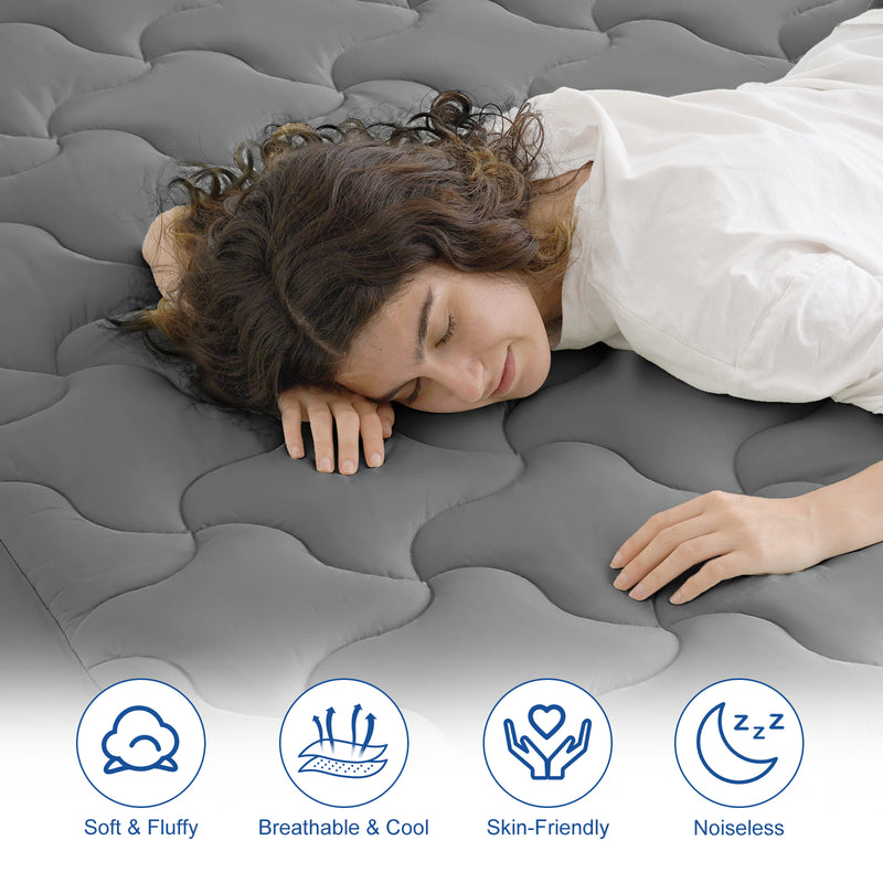 INGALIK Premium 400TC Quilted Mattress Pad, Cooling Breathable Topper, Fitted Thickened Protector, 8-21" Deep Pocket