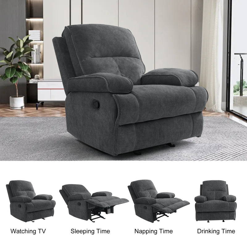 INGALIK Oversized Rocker Recliner Chair for Adults, Ergonomic Recliner Chair with Extra Large Footrest, Comfortable Reclining Chair for Living Room, Beige