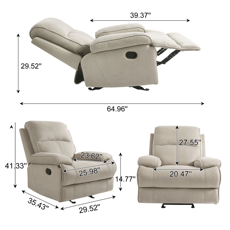 INGALIK Oversized Rocker Recliner Chair for Adults, Ergonomic Recliner Chair with Extra Large Footrest, Comfortable Reclining Chair for Living Room, Beige
