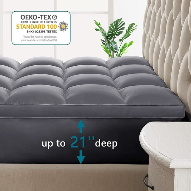 INGALIK Mattress Topper, 400TC Extra Thick Cooling Mattress Pad, Fluffy Soft Pillow Top Mattress Cover Stretches up 8-21" Deep Pocket, Pressure Relief, Hypoallergenic