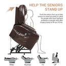 INGALIK Leather Power Lift Recliner for Elderly, Massage Electric Recliner Chairs with Heat, USB Ports, 2 Cup Holders, Easy to Reach Side Button, Brown