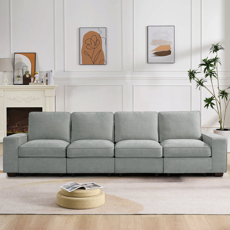 INGALIK Modern Modular Couch Sofa with Seats Storage, Sectional Couch with W/Deep Seat, Comfy Chenille Loveseat Sofa for Living Room, Side Pockets, USB Port, Removable Cover