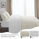 INGALIK  Sherpa Comforter Set, Soft Quilted Down Alternative Comforter Reversible Duvet with 2 Pillowcases, Plush Warm Fall Winter 3 Piece Bedding Sets