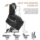 INGALIK Leather Power Lift Recliner for Elderly, Massage Electric Recliner Chairs with Heat, USB Ports, 2 Cup Holders, Easy to Reach Side Button, Brown