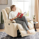 INGALIK Power Lift Recliner Chair Dual Motor, Electric Leather Recliner for Elderly with Heat and Massage, Lay Flat Assist Recliner with Side Pocket, Cup Holders