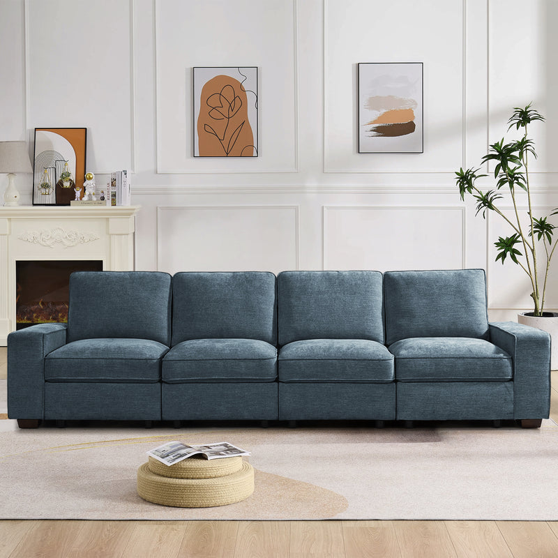 INGALIK Modern Modular Couch Sofa with Seats Storage, Sectional Couch with W/Deep Seat, Comfy Chenille Loveseat Sofa for Living Room, Side Pockets, USB Port, Removable Cover