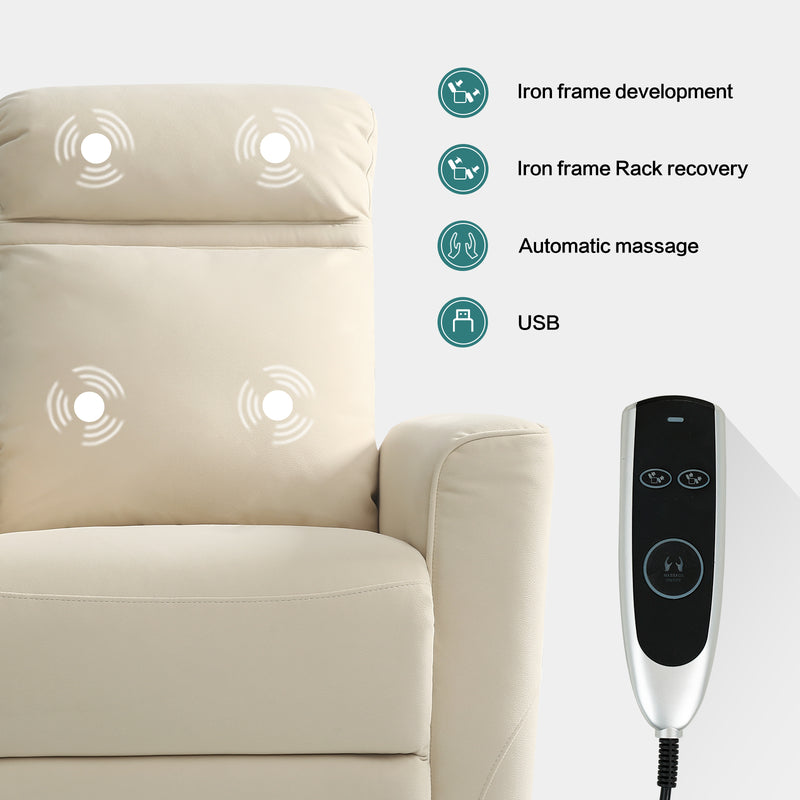 INGALIK Power Lift Recliner for Elderly, lift chairs recliners with Kneading Massage, Side Pocket, lift chair for Living room, Beige