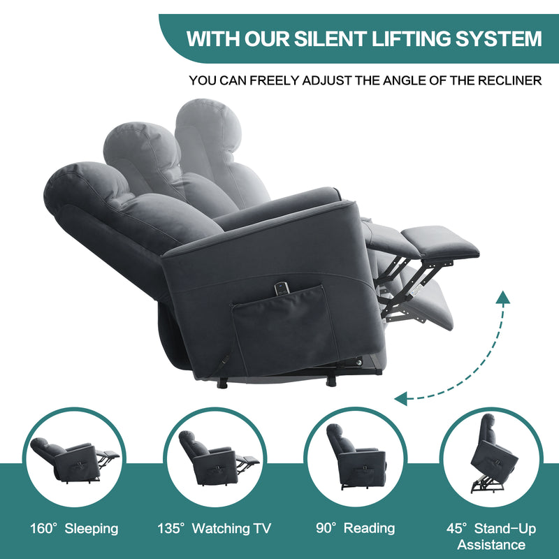 INGALIK Power Lift Recliner for Elderly, lift chairs recliners with Kneading Massage, Side Pocket, lift chair for Living room, Beige