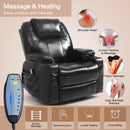 INGALIK Leather Power Lift Recliner for Elderly, Massage Electric Recliner Chairs with Heat, USB Ports, 2 Cup Holders, Easy to Reach Side Button, Brown