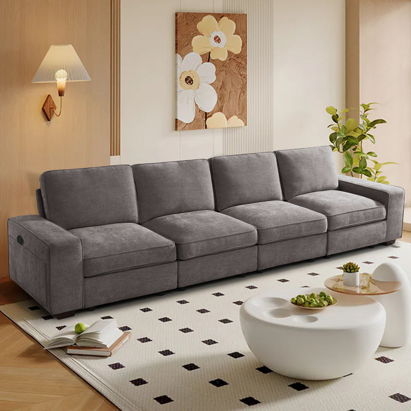 INGALIK Modern Modular Couch Sofa with Seats Storage, Sectional Couch with W/Deep Seat, Comfy Chenille Loveseat Sofa for Living Room, Side Pockets, USB Port, Removable Cover