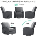 INGALIK 360 Degrees Swivel Rocker Recliner, Glider Rocking Chair Nursery, Fabric Single Sofa