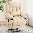 INGALIK Power Lift Recliner with Cup Holders, Leather Electric Chair Recliners with Heating and Massage, Storage, USB Charging