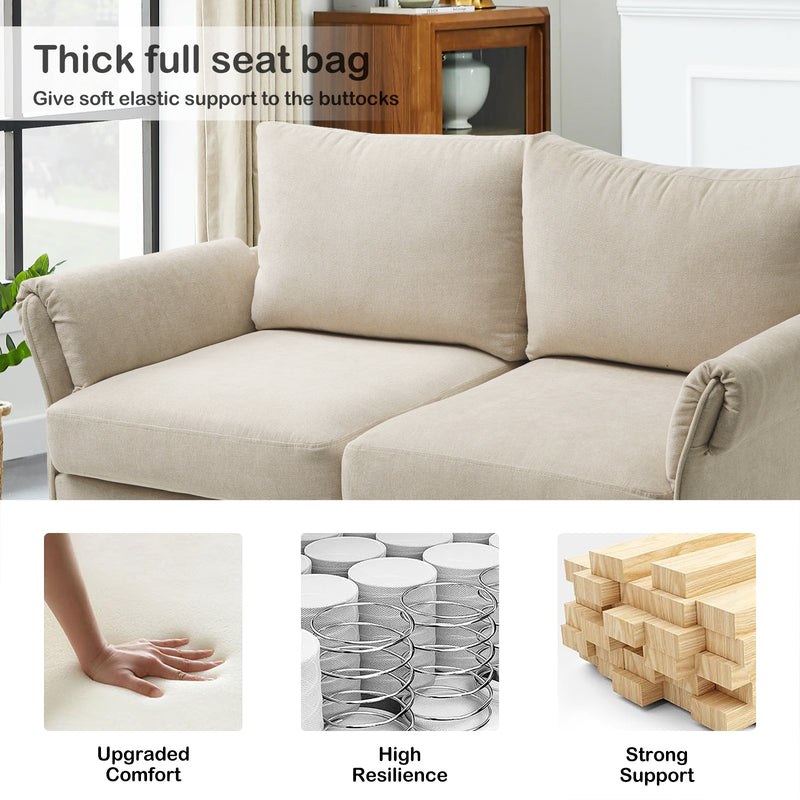 INGALIK 45" Modern Loveseat Sofa, 2 Seater Fabric Sofa Couch with Removable Upholstered, Tapered Metal Legs, Deep Seated Sofa for Small Space, Living Room, Apartment, Beige
