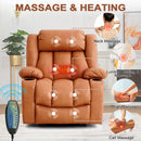 INGALIK Power Lift Recliner Chair Dual Motor, Electric Leather Recliner for Elderly with Heat and Massage, Lay Flat Assist Recliner with Side Pocket, Cup Holders