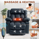 INGALIK Power Lift Recliner Chair Dual Motor, Electric Leather Recliner for Elderly with Heat and Massage, Lay Flat Assist Recliner with Side Pocket, Cup Holders