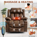 INGALIK Power Lift Recliner Chair Dual Motor, Electric Leather Recliner for Elderly with Heat and Massage, Lay Flat Assist Recliner with Side Pocket, Cup Holders