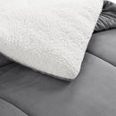 INGALIK  Sherpa Comforter Set, Soft Quilted Down Alternative Comforter Reversible Duvet with 2 Pillowcases, Plush Warm Fall Winter 3 Piece Bedding Sets