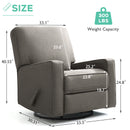 INGALIK 360 Degrees Swivel Rocker Recliner, Glider Rocking Chair Nursery, Fabric Single Sofa