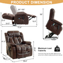 INGALIK 41" Breathable Leather Dual Motor Power Lift Recliner Chair With Heating And Massage, Lay Flat Electric Recliner Lift Assist Recliner For The Elderly