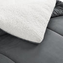 INGALIK  Sherpa Comforter Set, Soft Quilted Down Alternative Comforter Reversible Duvet with 2 Pillowcases, Plush Warm Fall Winter 3 Piece Bedding Sets