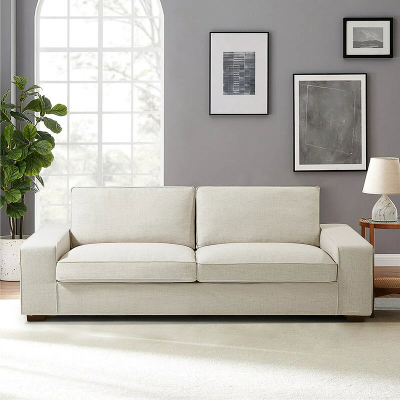 INGALIK Modern Loveseat Sofa for Living Room, Chenille Sofa and Couch with Square Armrests, Removable Sofa Cushions and Detachable Sofa Cover, Easy to Install