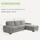 INGALIK 98.4" Convertible Sectional Sofa, L Shaped Sectional Couch with Reversible Chaise, Sleeper Couch with Storage Space and USB Charging Ports for Living Room