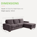 INGALIK 98.4" Convertible Sectional Sofa, L Shaped Sectional Couch with Reversible Chaise, Sleeper Couch with Storage Space and USB Charging Ports for Living Room