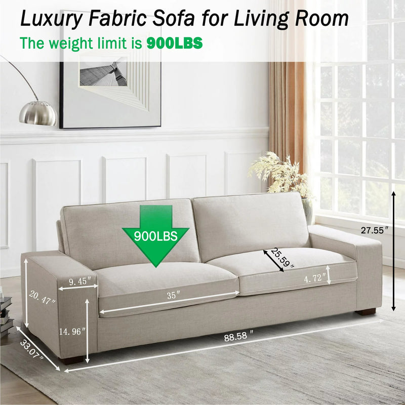 INGALIK Modern Loveseat Sofa for Living Room, Chenille Sofa and Couch with Square Armrests, Removable Sofa Cushions and Detachable Sofa Cover, Easy to Install