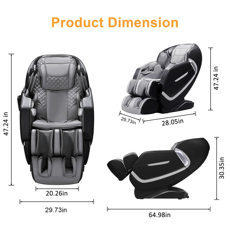 INGALIK 4D Zero Gravity Massage Chair, with Heating & Full Body Airbags Massage, Universal Size, Black