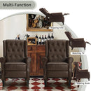 INGALIK Wingback Recliner Chair, Tufted Leather Push Back Recliner Chair, Standard size