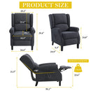 INGALIK Wingback Recliner Chair, Tufted Leather Push Back Recliner Chair, Standard size